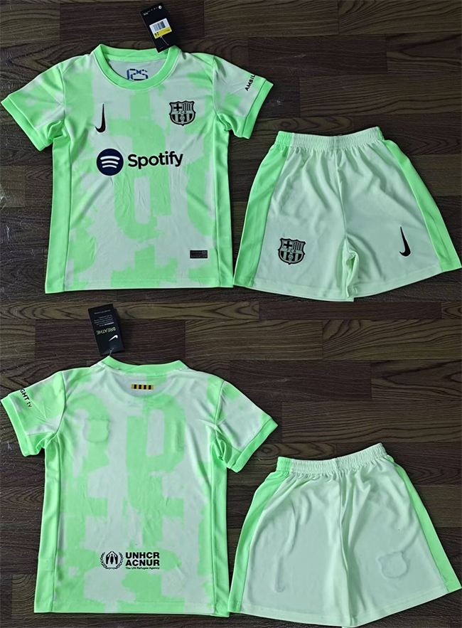 Youth Barcelona Custom White/Green Soccer Jersey Suit